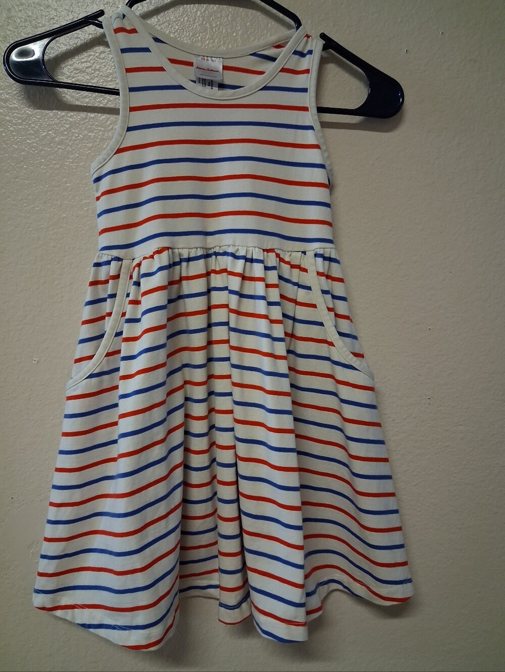 Hanna Andersson White Tank Dress with Red & Blue Stripes